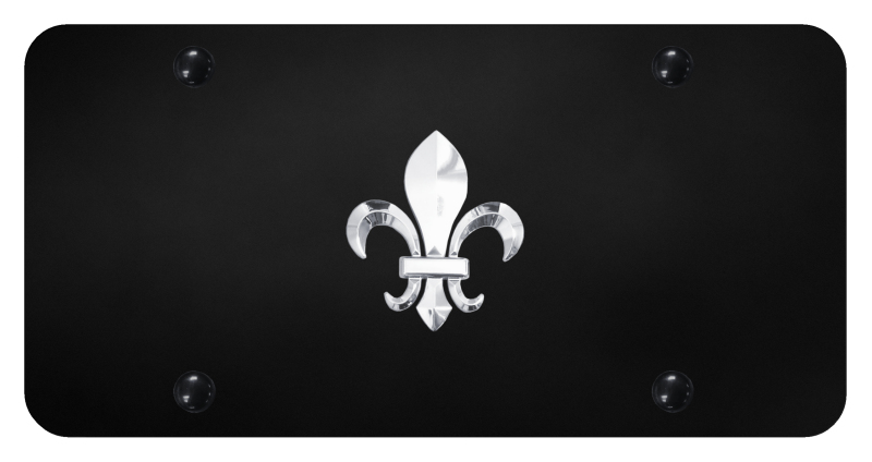 Fleur-De-Lis License Plate - Chrome on Black