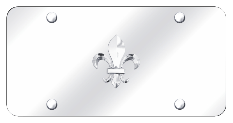 Fleur-De-Lis License Plate - Chrome on Mirrored