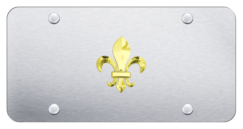 Fleur-De-Lis License Plate - Gold on Brushed