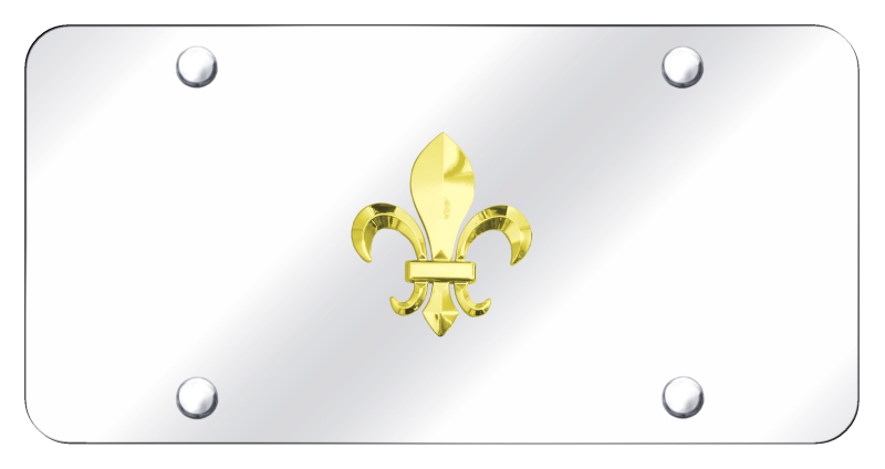 Fleur-De-Lis License Plate - Gold on Mirrored