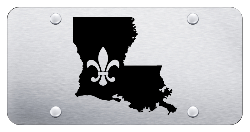 Fleur-De-Lis on LA Outline Plate - Laser Etched Brushed