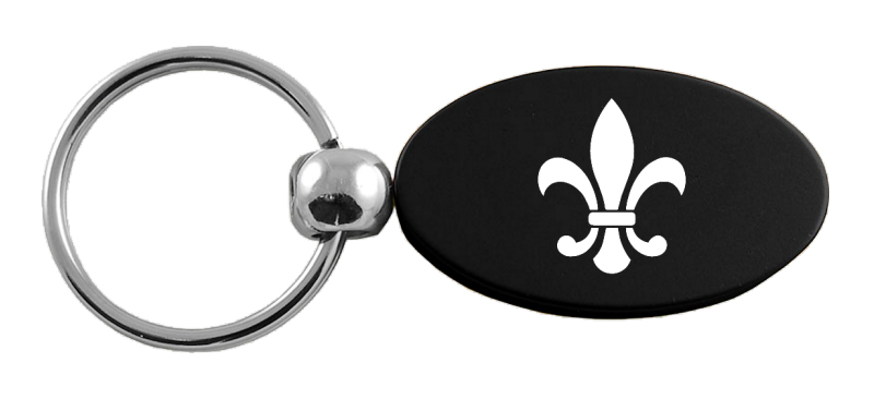 Fleur-De-Lis Oval Key Fob - Black