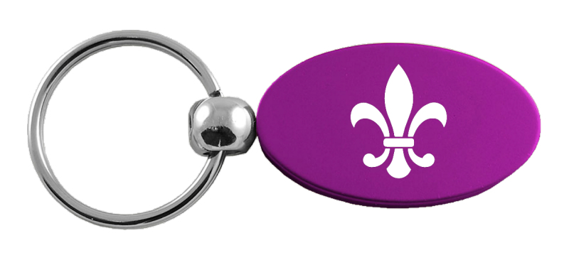 Fleur-De-Lis Oval Key Fob - Purple