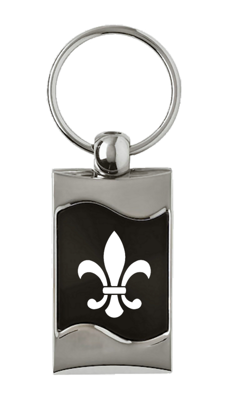 Fleur-De-Lis Rectangular Wave Key Fob - Black