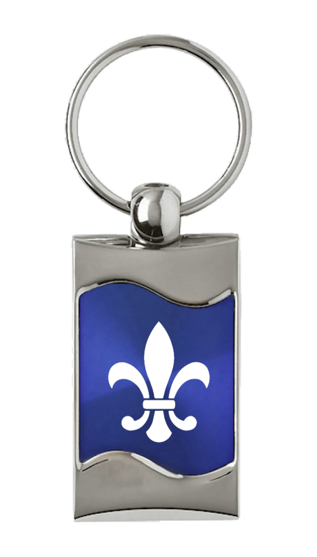 Fleur-De-Lis Rectangular Wave Key Fob - Blue