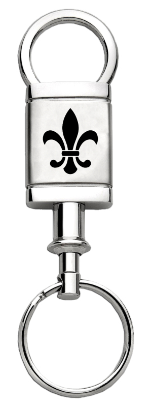 Fleur-De-Lis Satin-Chrome Valet Key Fob - Silver