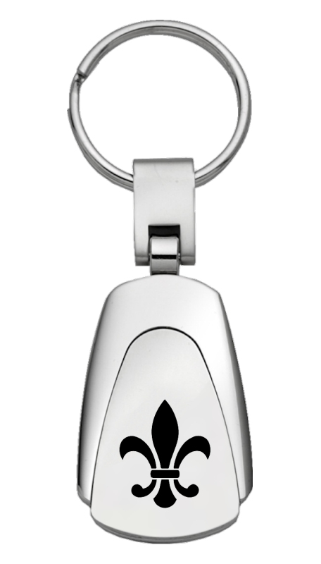 Fleur-De-Lis Teardrop Key Fob - Silver