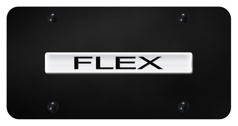 Flex Name License Plate - Chrome on Black