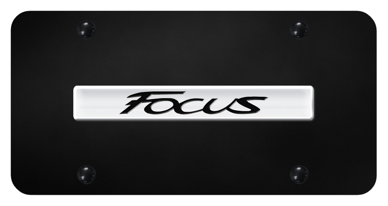 Focus Name License Plate - Chrome on Black