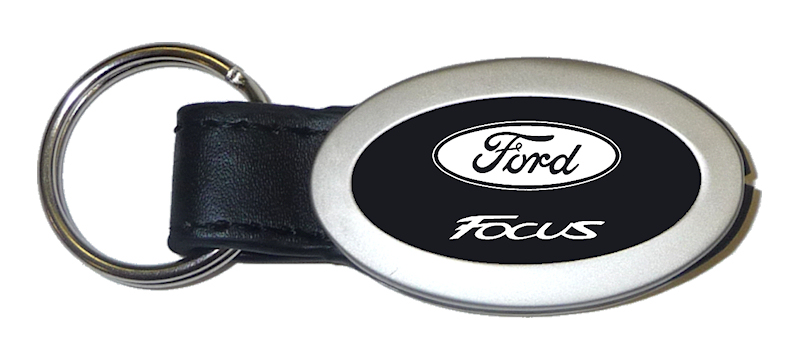 Focus Oval Leather Key Fob - Black