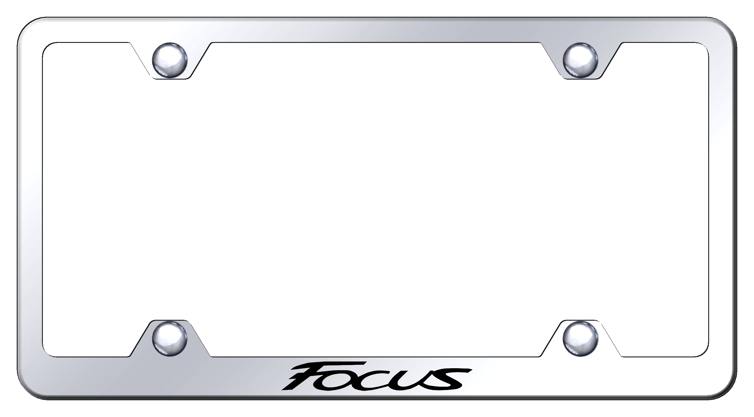 Ford Focus Laser Etched Stainless Steel Wide License Plate Frame - Finish:Mirror