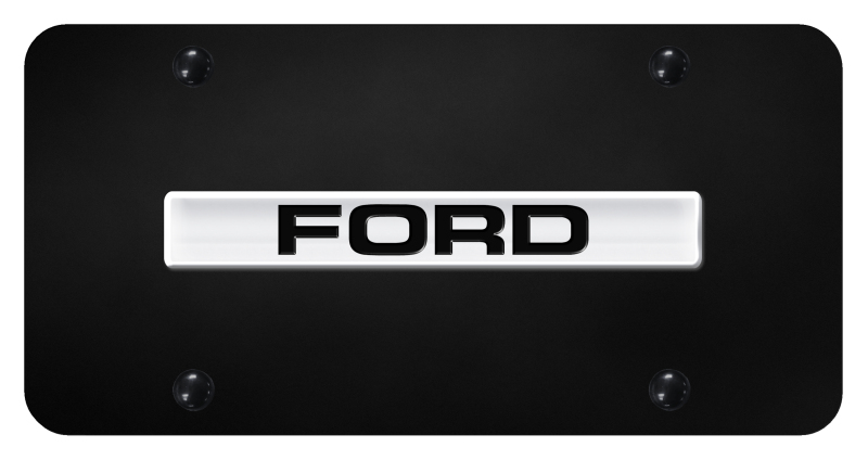 Ford Name License Plate - Chrome on Black