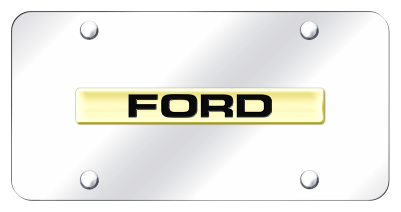 Ford Name License Plate - Gold on Mirrored