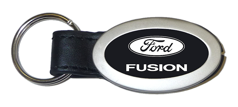 Fusion Oval Leather Key Fob - Black