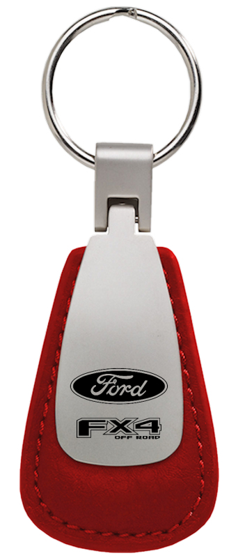 FX4 Leather Teardrop Key Fob - Red