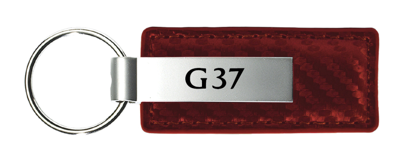 G37 Carbon Fiber Leather Key Fob - Burgundy