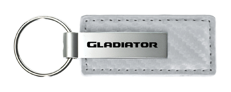 Gladiator Carbon Fiber Leather Key Fob - White