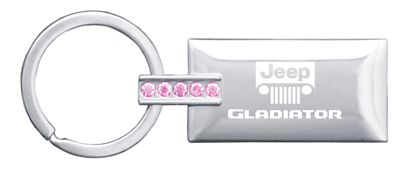 Gladiator Jeweled Rectangular Key Fob - Pink