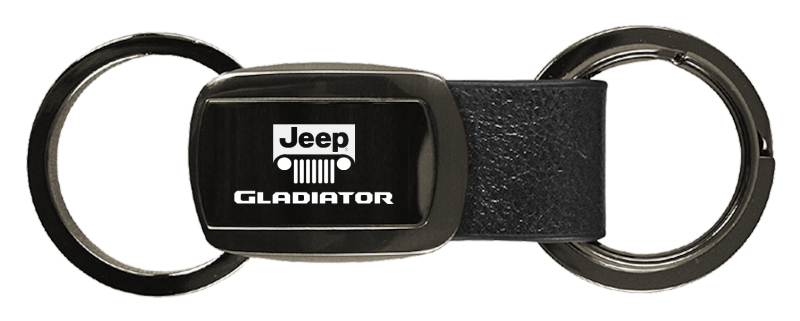 Gladiator Leather Tri-Ring Key Fob - Gun Metal