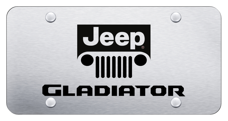 Gladiator Name and Logo License Plate - Laser Etched Brushed
