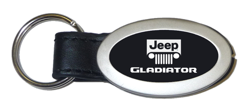 Gladiator Oval Leather Key Fob - Black