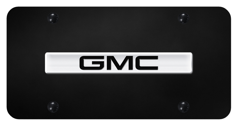 GMC Name License Plate - Chrome on Black