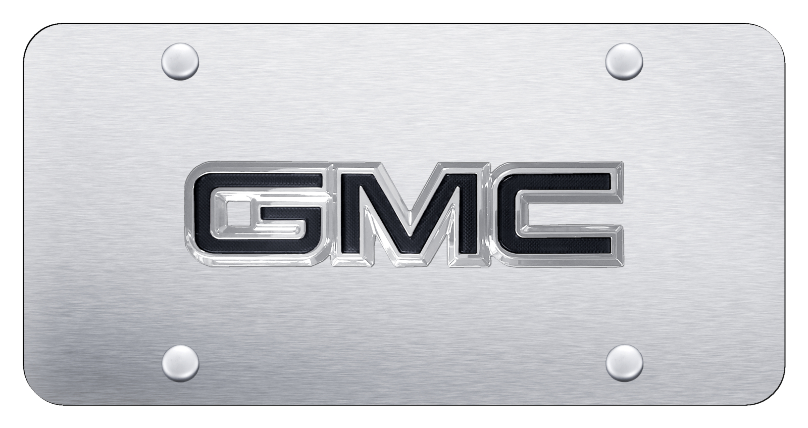 GMC OEM Black License Plate - Chrome on Brushed