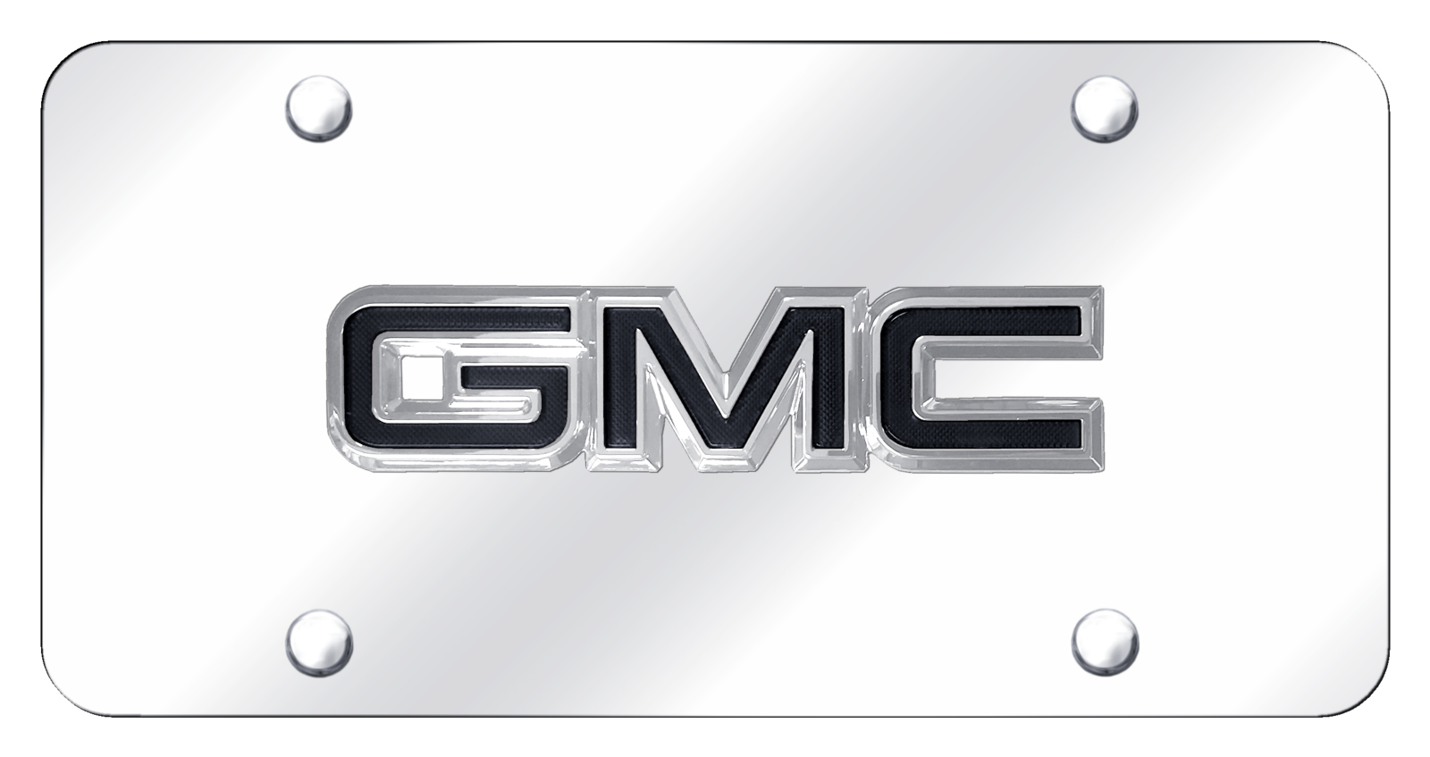 GMC OEM Black License Plate - Chrome on Mirrored