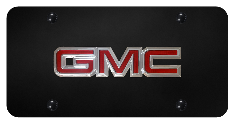 GMC OEM License Plate - Chrome on Black