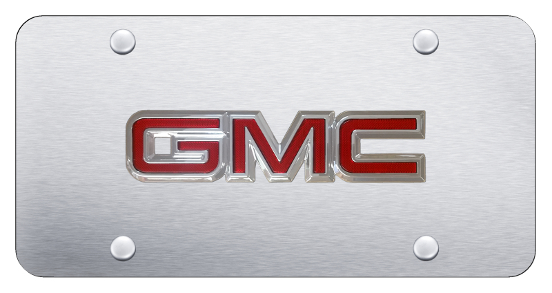 GMC OEM License Plate - Chrome on Brushed