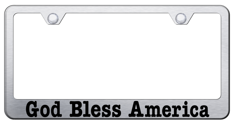 God Bless America Laser Etched Stainless Steel License Plate Frame - Finish:Brush