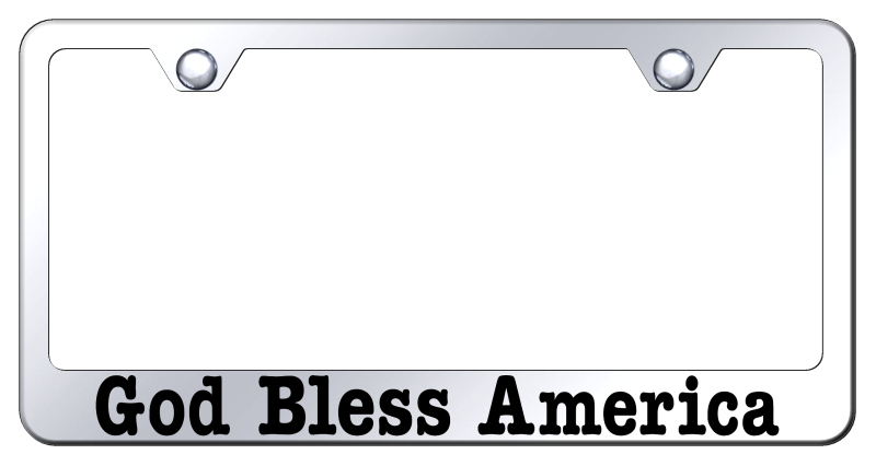 God Bless America Laser Etched Stainless Steel License Plate Frame - Finish:Mirror