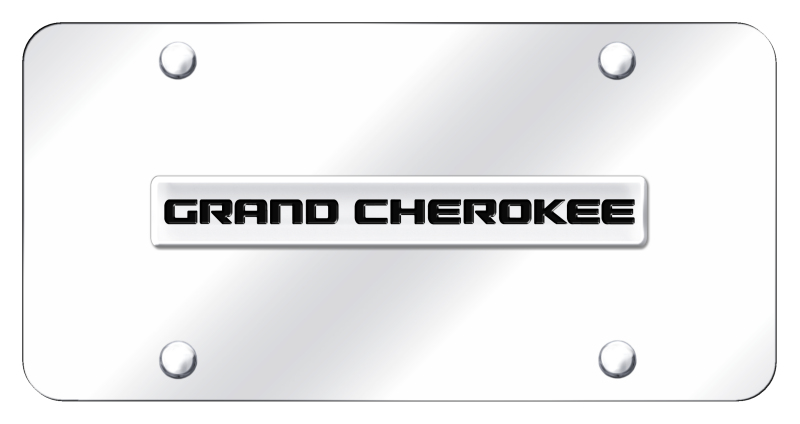 Grand Cherokee Name License Plate - Chrome on Mirrored