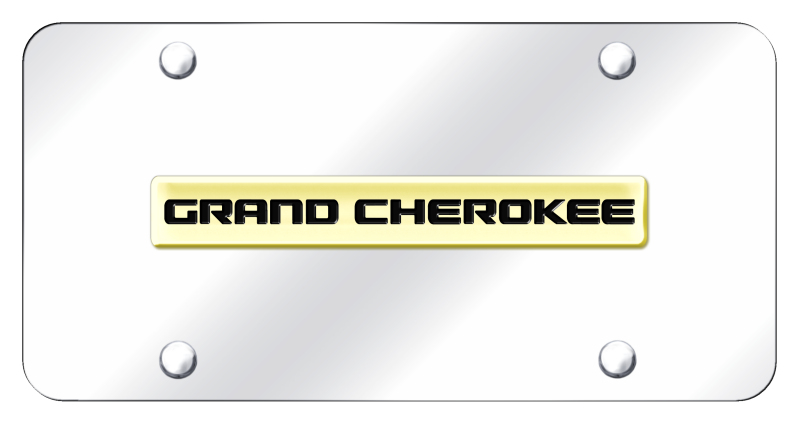 Grand Cherokee Name License Plate - Gold on Mirrored
