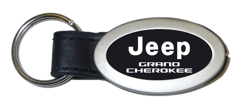 Grand Cherokee Oval Leather Key Fob - Black