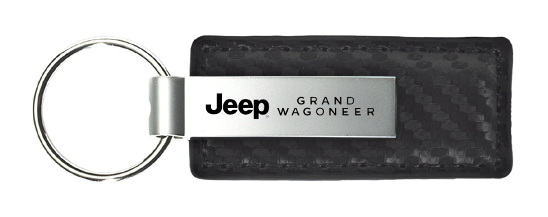 Grand Wagoneer Carbon Fiber Leather Key Fob - Black