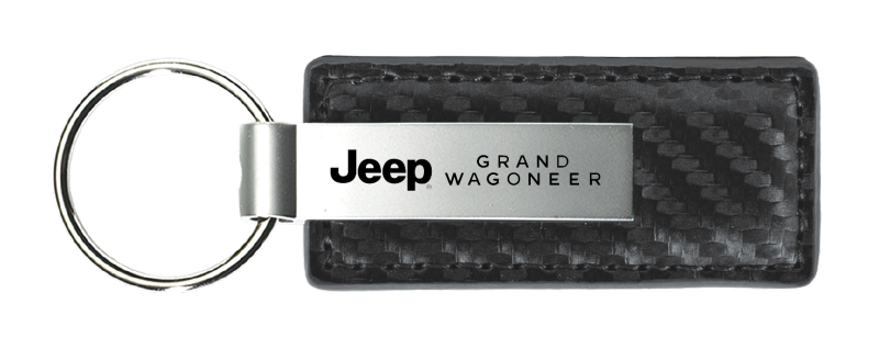 Grand Wagoneer Carbon Fiber Leather Key Fob - Gun Metal
