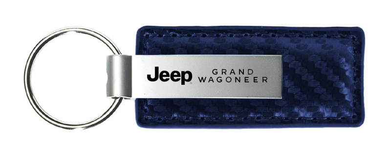 Grand Wagoneer Carbon Fiber Leather Key Fob - Navy