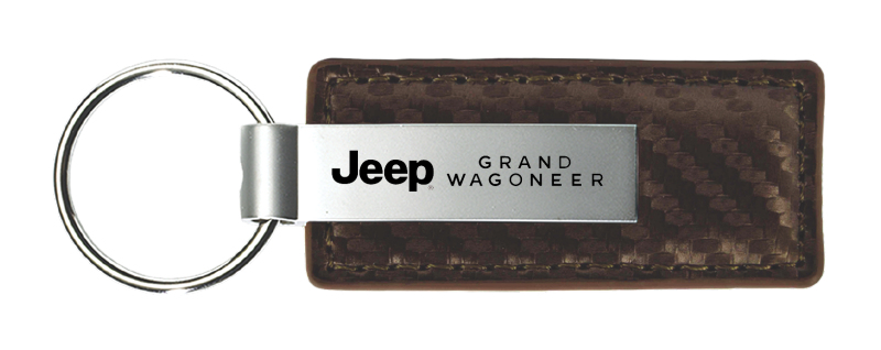 Grand Wagoneer Carbon Fiber Leather Key Fob - Taupe