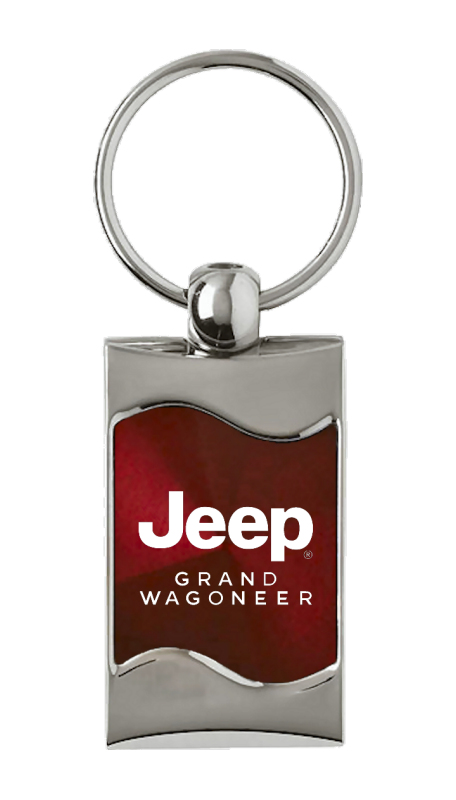 Grand Wagoneer Rectangular Wave Key Fob - Burgundy