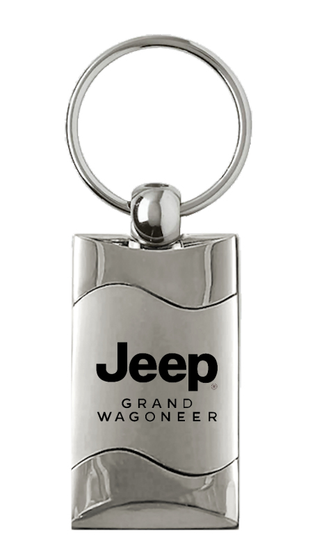 Grand Wagoneer Rectangular Wave Key Fob - Silver