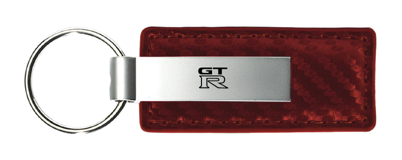 GTR Carbon Fiber Leather Key Fob - Burgundy