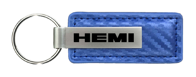 Hemi Carbon Fiber Leather Key Fob - Blue