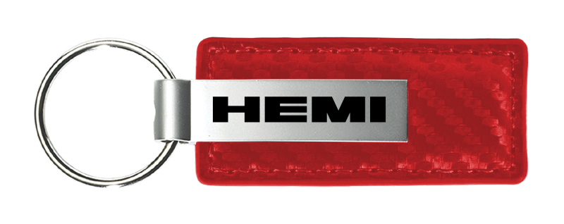 Hemi Carbon Fiber Leather Key Fob - Red