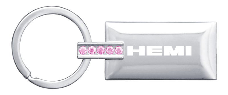 Hemi Jeweled Rectangular Key Fob - Pink