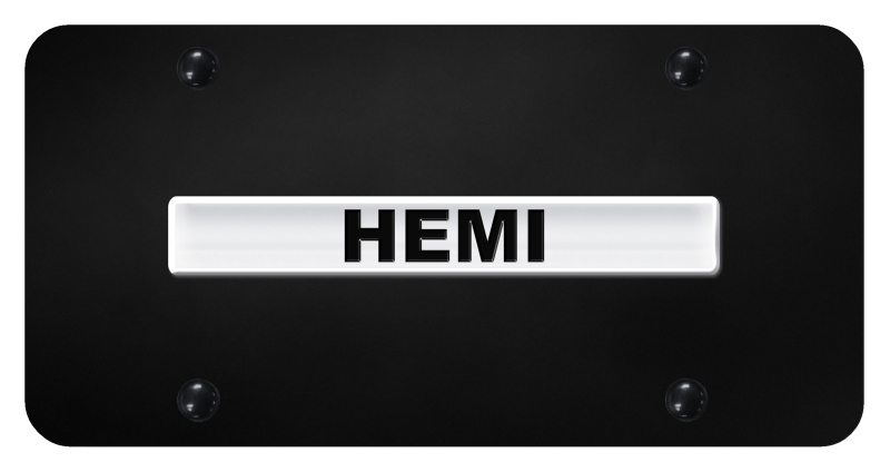 Hemi Name License Plate - Chrome on Black