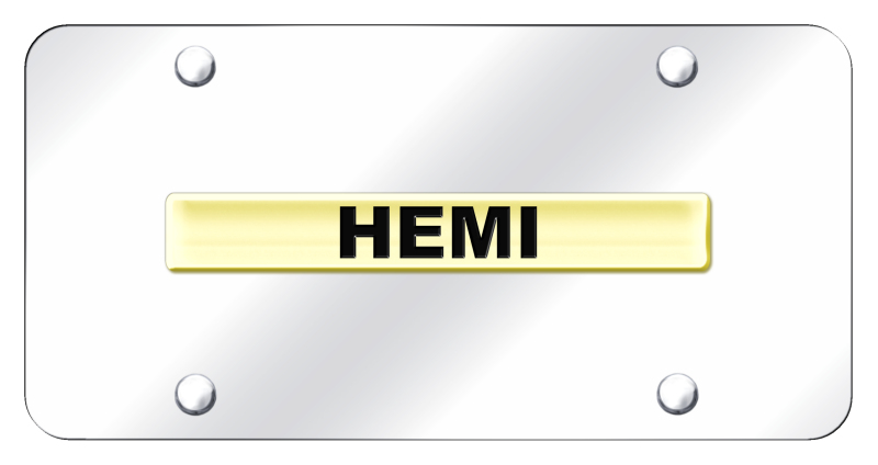 Hemi Name License Plate - Gold on Mirrored
