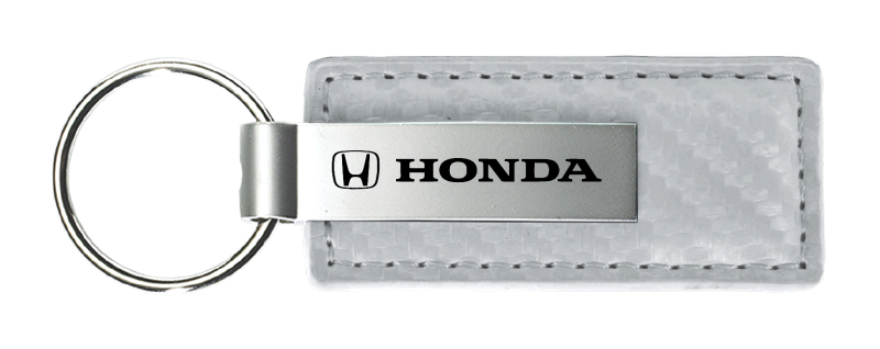 Honda Carbon Fiber Leather Key Fob - White