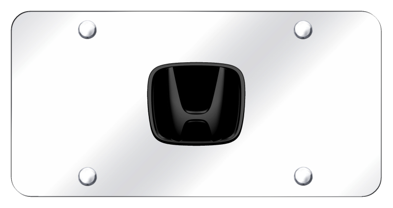 Honda License Plate - Black Pearl on Mirrored