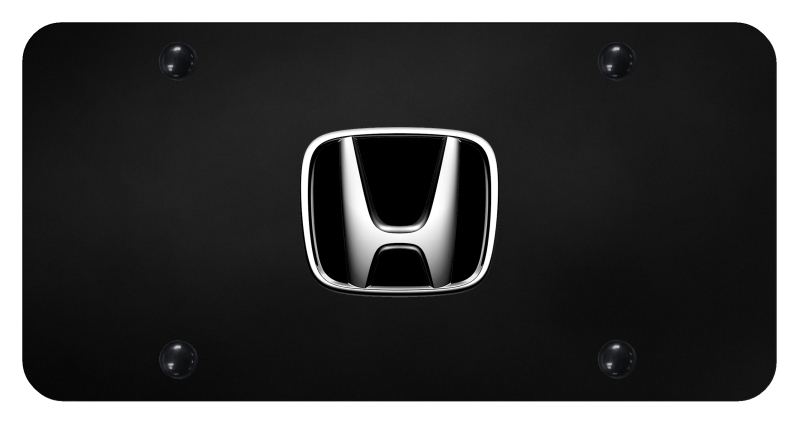 Honda License Plate - Chrome on Black
